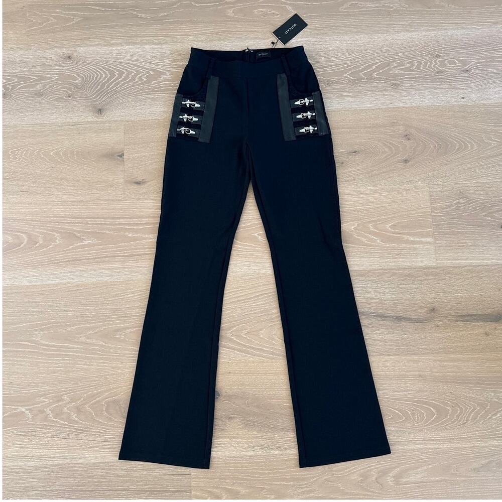 Outcast Ester Flare Pants with Silver Buckles Size L in Black